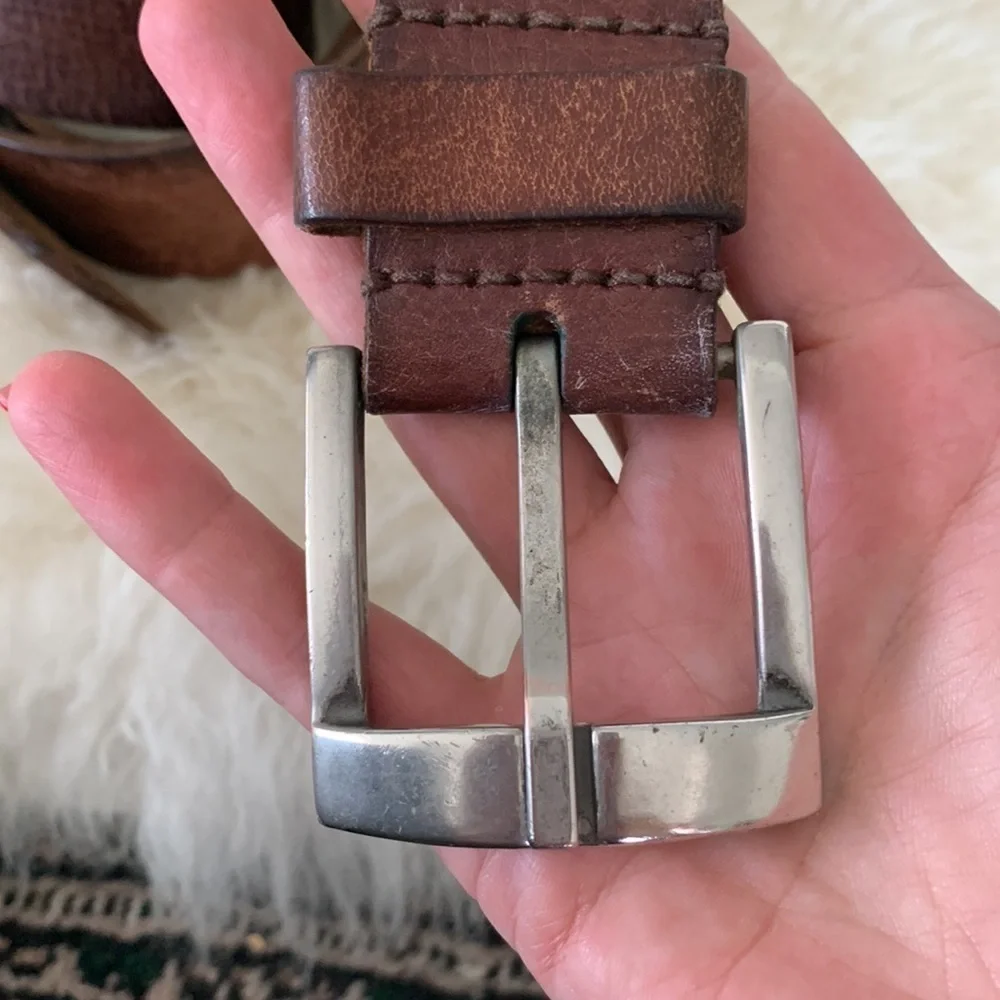 Fossil brown genuine leather men’s belt, size 42
